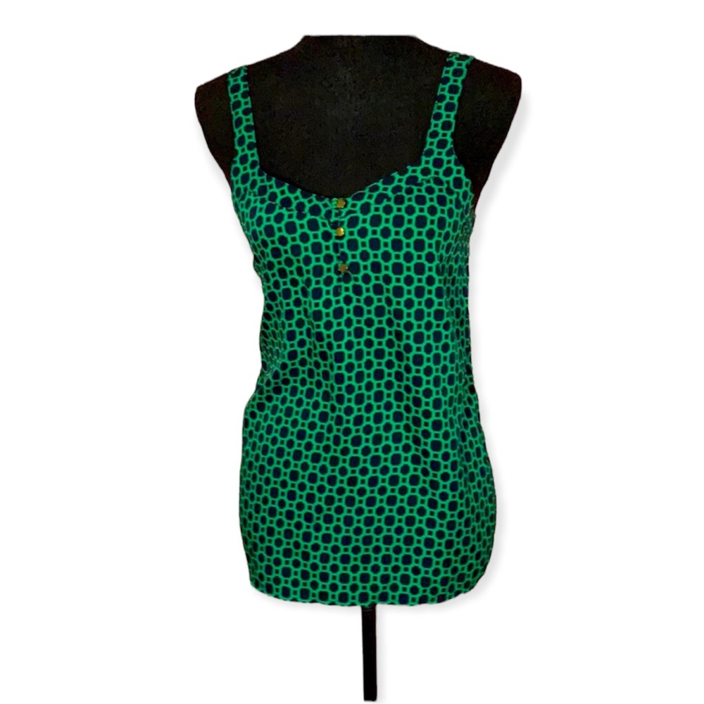 Banana Republic Womens Tank Top Size XS Green Geometric Print